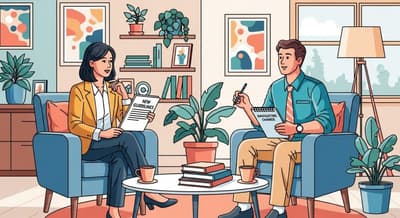 Female and male psychologist engaging in peer supervision