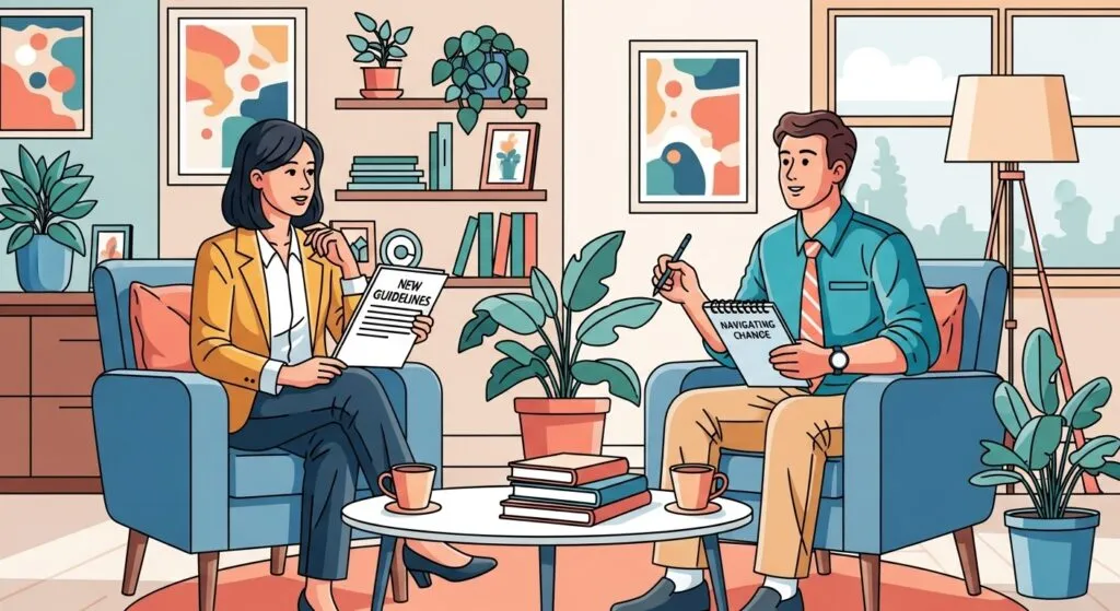 Female and male psychologist engaging in peer supervision