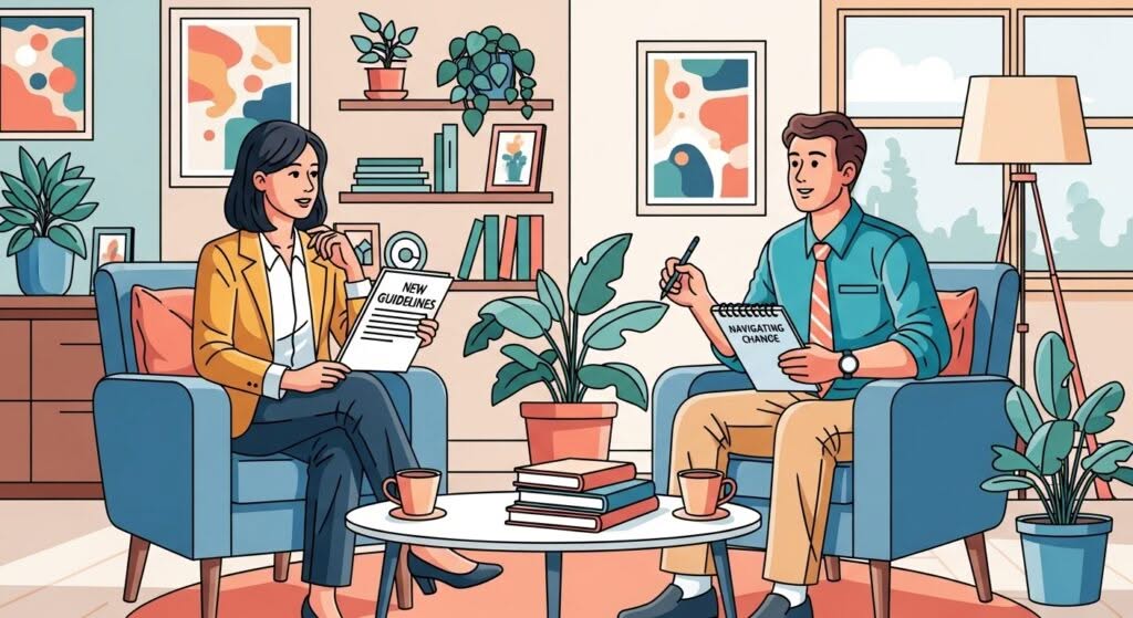 Female and male psychologist engaging in peer supervision
